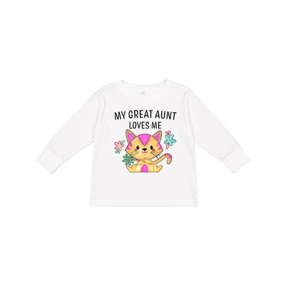 Inktastic My Great Aunt Loves Me with Cute Kitten and Flowers Boys or Girls Long Sleeve Toddler T-Shirt