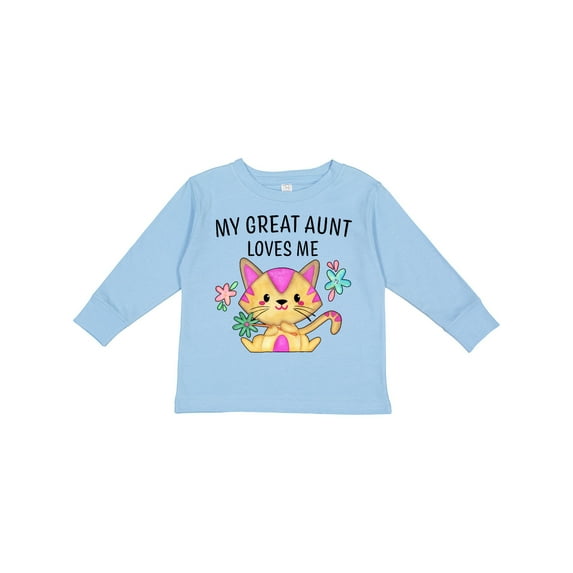 Inktastic My Great Aunt Loves Me with Cute Kitten and Flowers Boys or Girls Long Sleeve Toddler T-Shirt