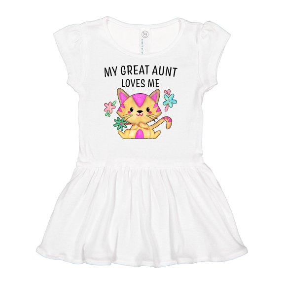 Inktastic My Great Aunt Loves Me with Cute Kitten and Flowers Girls Baby Dress