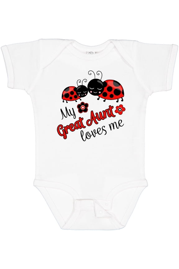 My Great Aunt Loves Me with Cute Ladybugs Boys or Girls Baby Bodysuit