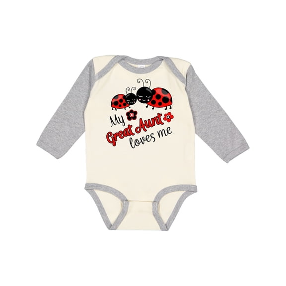 Inktastic My Great Aunt Loves Me with Cute Ladybugs Boys or Girls Long Sleeve Baby Bodysuit