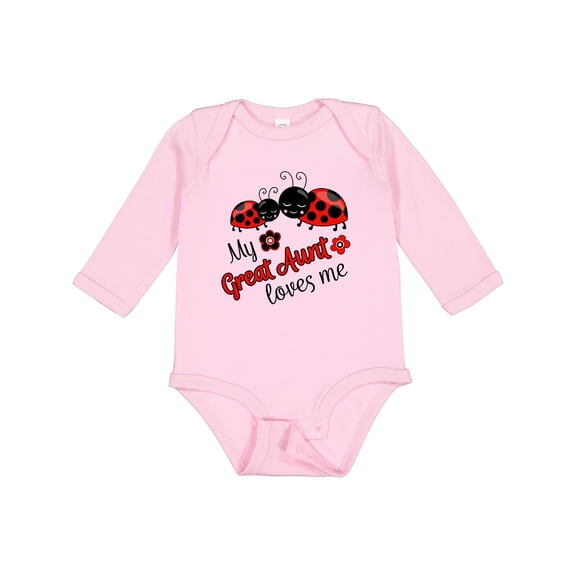 Inktastic My Great Aunt Loves Me with Cute Ladybugs Boys or Girls Long Sleeve Baby Bodysuit