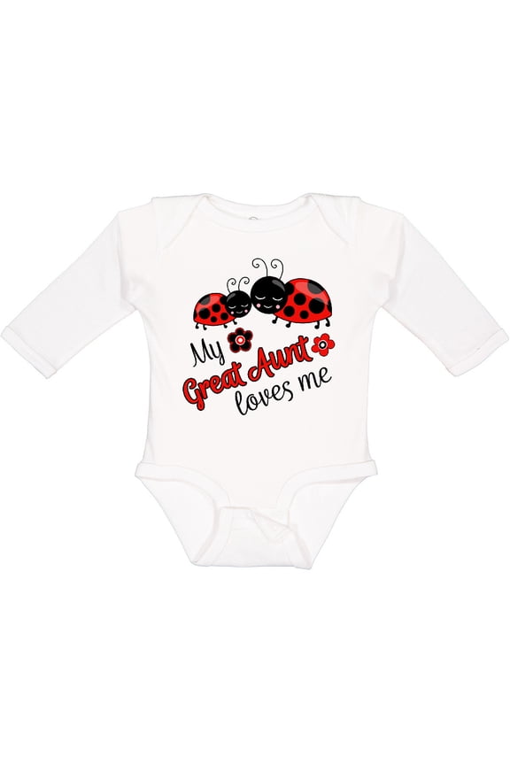 My Great Aunt Loves Me with Cute Ladybugs Boys or Girls Long Sleeve Baby Bodysuit