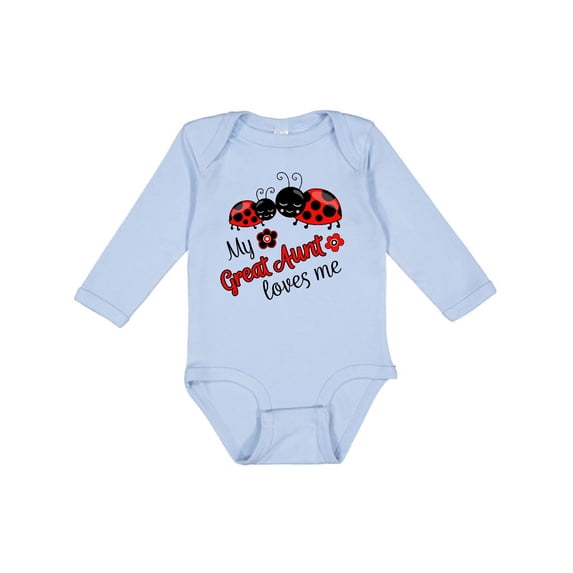 Inktastic My Great Aunt Loves Me with Cute Ladybugs Boys or Girls Long Sleeve Baby Bodysuit