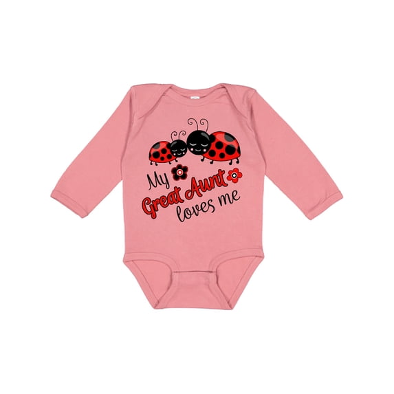 Inktastic My Great Aunt Loves Me with Cute Ladybugs Boys or Girls Long Sleeve Baby Bodysuit