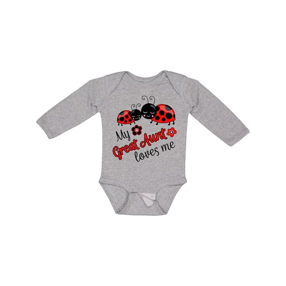 Inktastic My Great Aunt Loves Me with Cute Ladybugs Boys or Girls Long Sleeve Baby Bodysuit