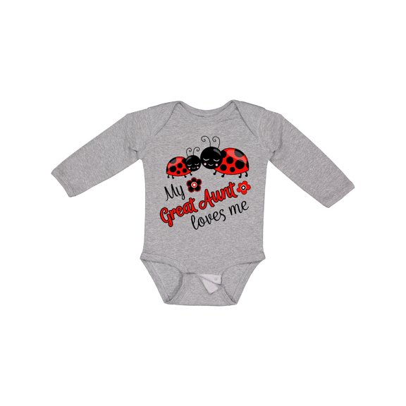 Inktastic My Great Aunt Loves Me with Cute Ladybugs Boys or Girls Long Sleeve Baby Bodysuit