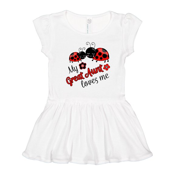 Inktastic My Great Aunt Loves Me with Cute Ladybugs Girls Toddler Dress