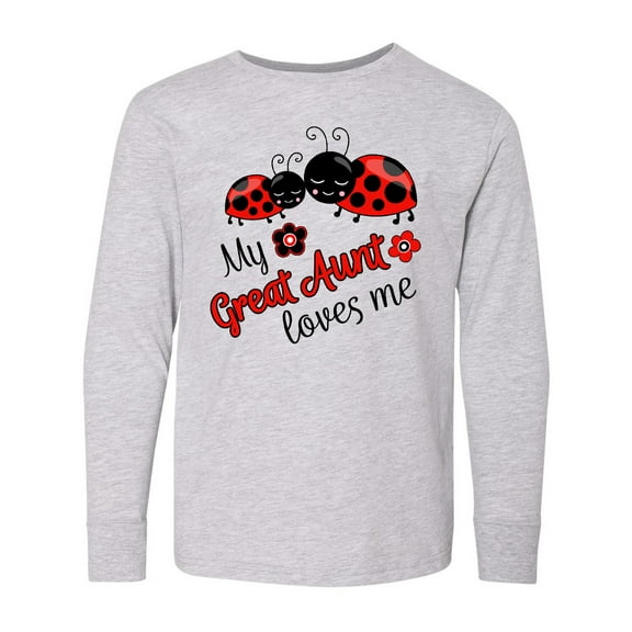 Inktastic My Great Aunt Loves Me with Cute Ladybugs Long Sleeve Youth T-Shirt