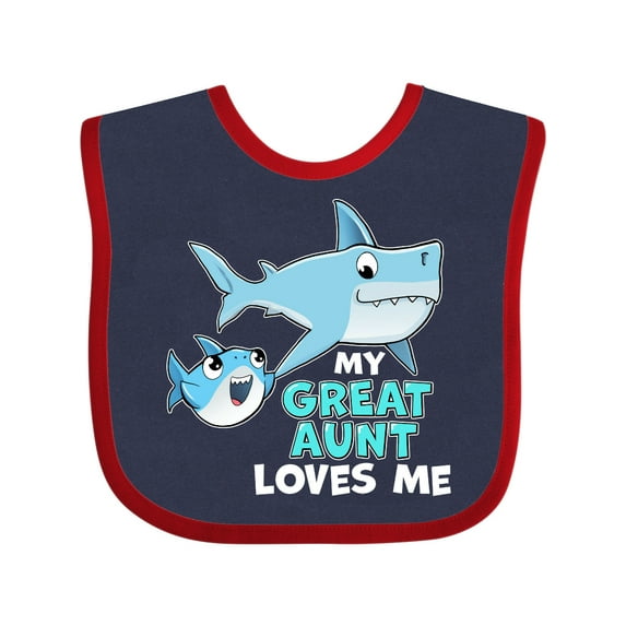 Inktastic My Great Aunt Loves Me with Cute Sharks Boys or Girls Baby Bib