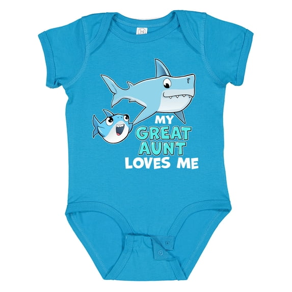 Inktastic My Great Aunt Loves Me with Cute Sharks Boys or Girls Baby Bodysuit