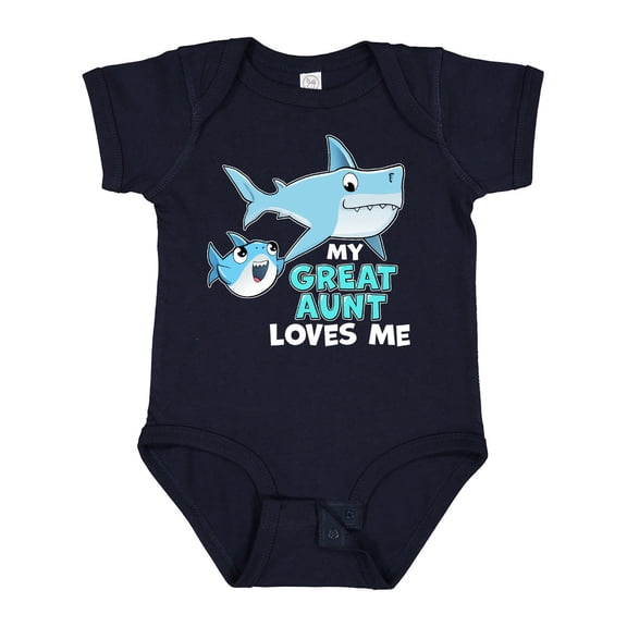 Inktastic My Great Aunt Loves Me with Cute Sharks Boys or Girls Baby Bodysuit