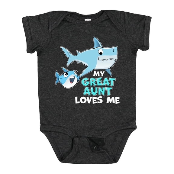 Inktastic My Great Aunt Loves Me with Cute Sharks Boys or Girls Baby Bodysuit
