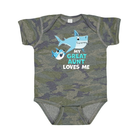 Inktastic My Great Aunt Loves Me with Cute Sharks Boys or Girls Baby Bodysuit