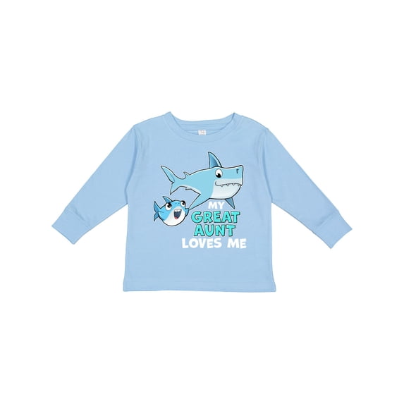 Inktastic My Great Aunt Loves Me with Cute Sharks Boys or Girls Long Sleeve Toddler T-Shirt