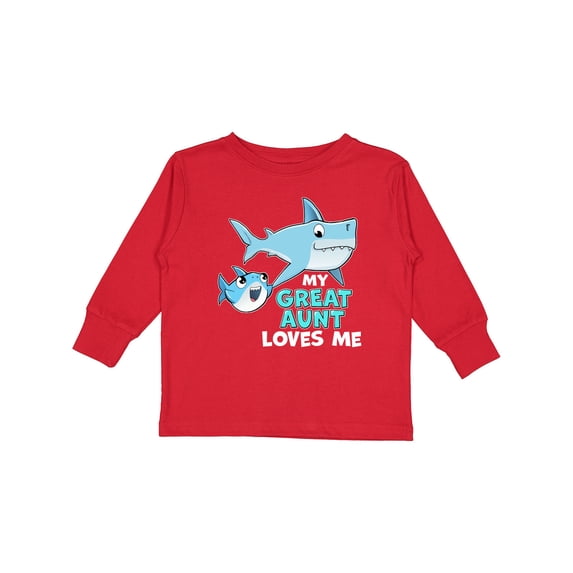 Inktastic My Great Aunt Loves Me with Cute Sharks Boys or Girls Long Sleeve Toddler T-Shirt