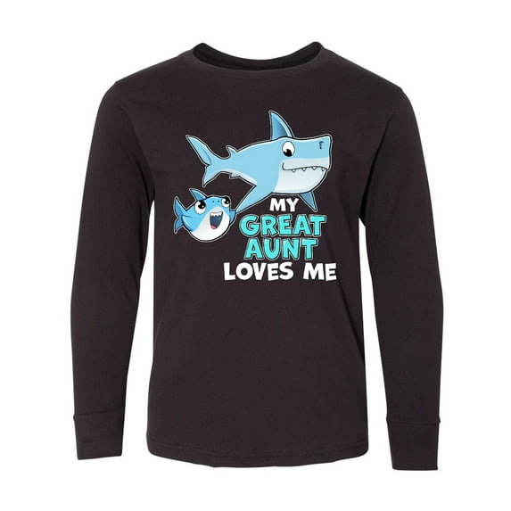 Inktastic My Great Aunt Loves Me with Cute Sharks Long Sleeve Youth T-Shirt