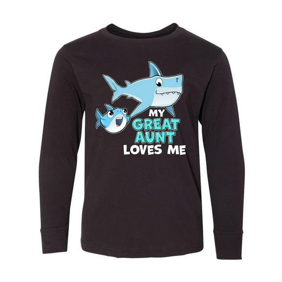 Inktastic My Great Aunt Loves Me with Cute Sharks Long Sleeve Youth T-Shirt