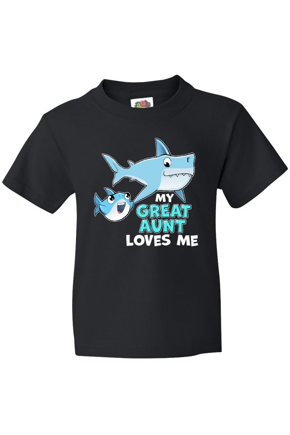My Great Aunt Loves Me with Cute Sharks Youth T-Shirt
