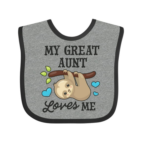 Inktastic My Great Aunt Loves Me with Sloth and Hearts Boys or Girls Baby Bib