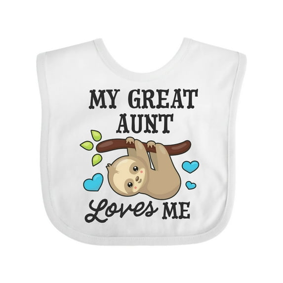 Inktastic My Great Aunt Loves Me with Sloth and Hearts Boys or Girls Baby Bib