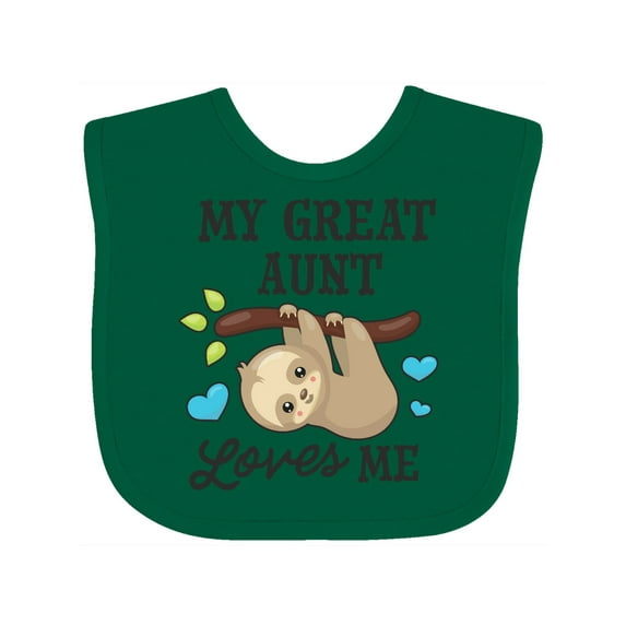 Inktastic My Great Aunt Loves Me with Sloth and Hearts Boys or Girls Baby Bib