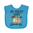 thumbnail image 1 of Inktastic My Great Aunt Loves Me with Sloth and Hearts Boys or Girls Baby Bib, 1 of 4