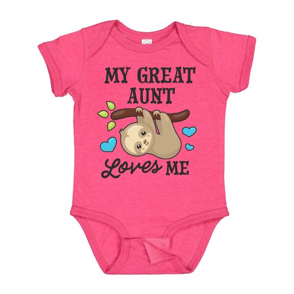 Inktastic My Great Aunt Loves Me with Sloth and Hearts Boys or Girls Baby Bodysuit