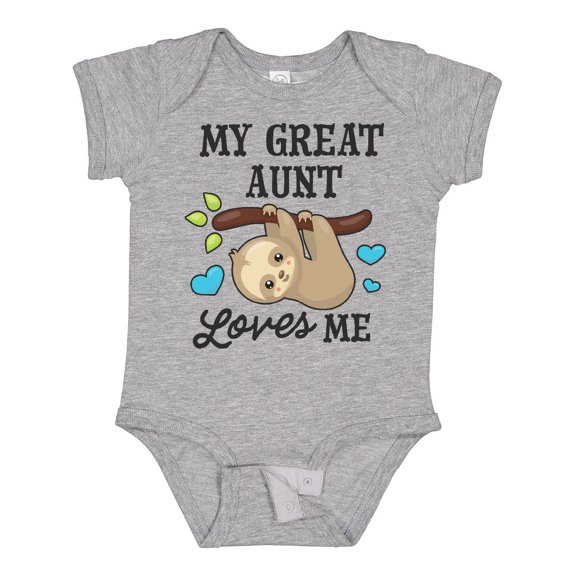 Inktastic My Great Aunt Loves Me with Sloth and Hearts Boys or Girls Baby Bodysuit