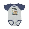 thumbnail image 1 of Inktastic My Great Aunt Loves Me with Sloth and Hearts Boys or Girls Baby Bodysuit, 1 of 5