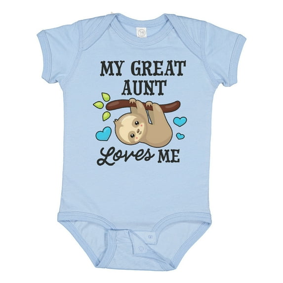 Inktastic My Great Aunt Loves Me with Sloth and Hearts Boys or Girls Baby Bodysuit