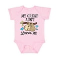 thumbnail image 1 of Inktastic My Great Aunt Loves Me with Sloth and Hearts Boys or Girls Baby Bodysuit, 1 of 5