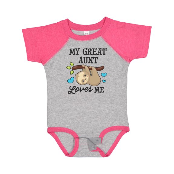 Inktastic My Great Aunt Loves Me with Sloth and Hearts Boys or Girls Baby Bodysuit