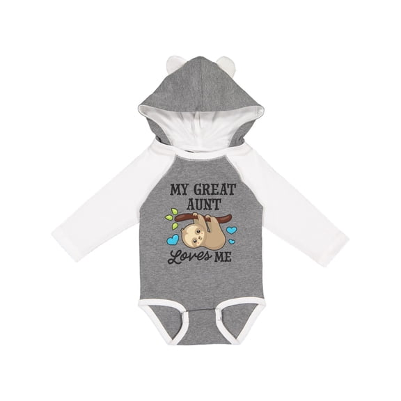 Inktastic My Great Aunt Loves Me with Sloth and Hearts Boys or Girls Long Sleeve Baby Bodysuit
