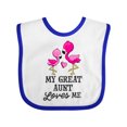 thumbnail image 1 of Inktastic My Great Aunt Loves Me with Two Flamingos Boys or Girls Baby Bib, 1 of 4