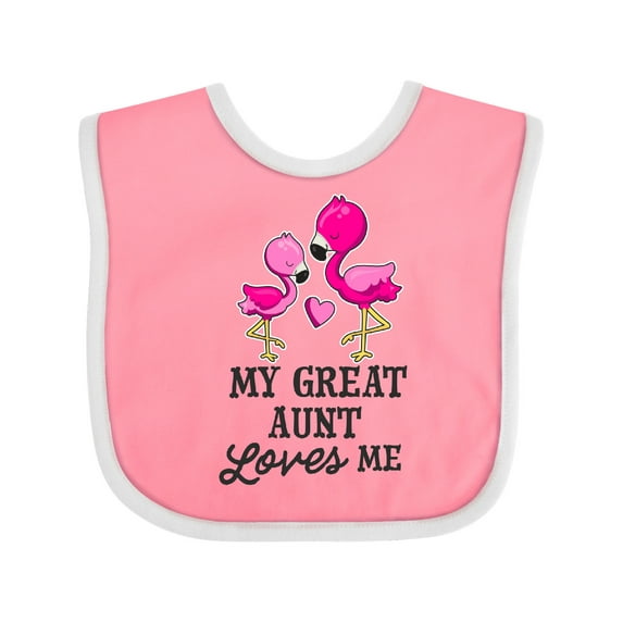 Inktastic My Great Aunt Loves Me with Two Flamingos Boys or Girls Baby Bib