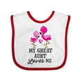 thumbnail image 1 of Inktastic My Great Aunt Loves Me with Two Flamingos Boys or Girls Baby Bib, 1 of 4