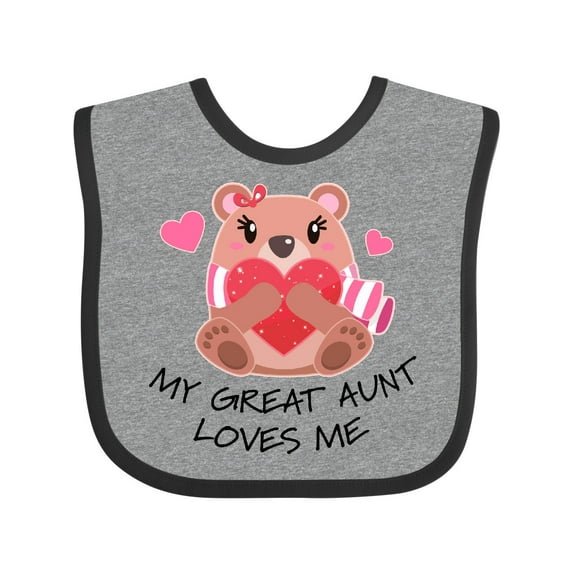 Inktastic My Great Aunt Loves me- bear and hearts Boys or Girls Baby Bib