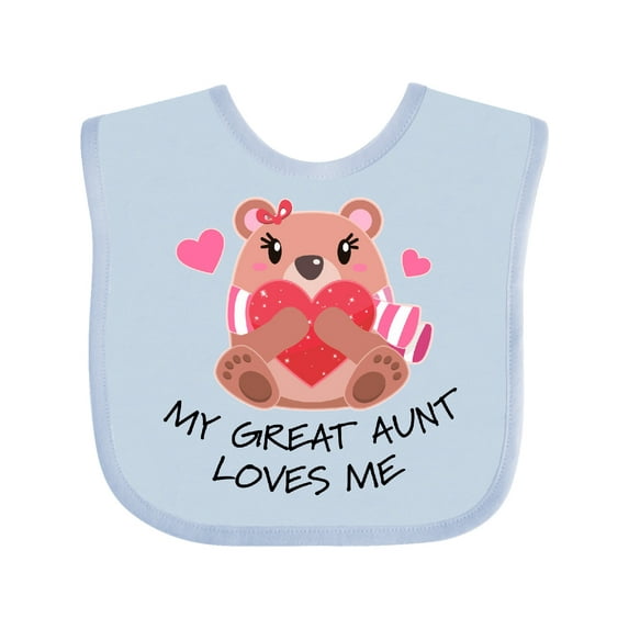 Inktastic My Great Aunt Loves me- bear and hearts Boys or Girls Baby Bib