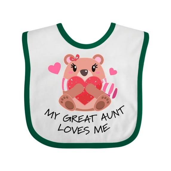 Inktastic My Great Aunt Loves me- bear and hearts Boys or Girls Baby Bib