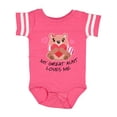thumbnail image 1 of Inktastic My Great Aunt Loves Me Bear and Hearts Boys or Girls Baby Bodysuit, 1 of 5