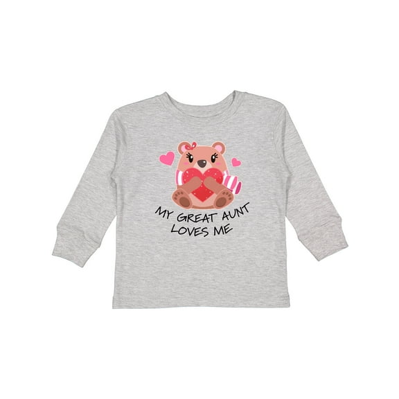 Inktastic My Great Aunt Loves me- bear and hearts Boys or Girls Long Sleeve Toddler T-Shirt