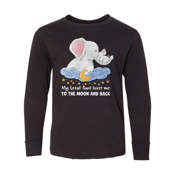 Inktastic My Great Aunt Loves me to the Moon and Back Elephant Family Long Sleeve Youth T-Shirt