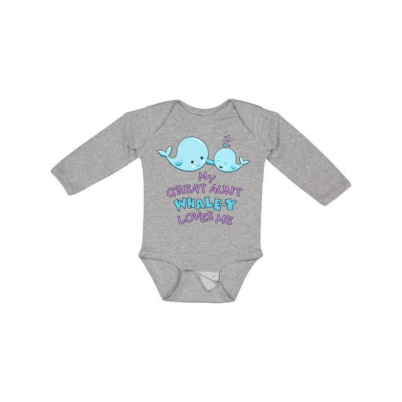 Inktastic My Great Aunt Whale-y Loves Me Boys or Girls Long Sleeve Baby Bodysuit