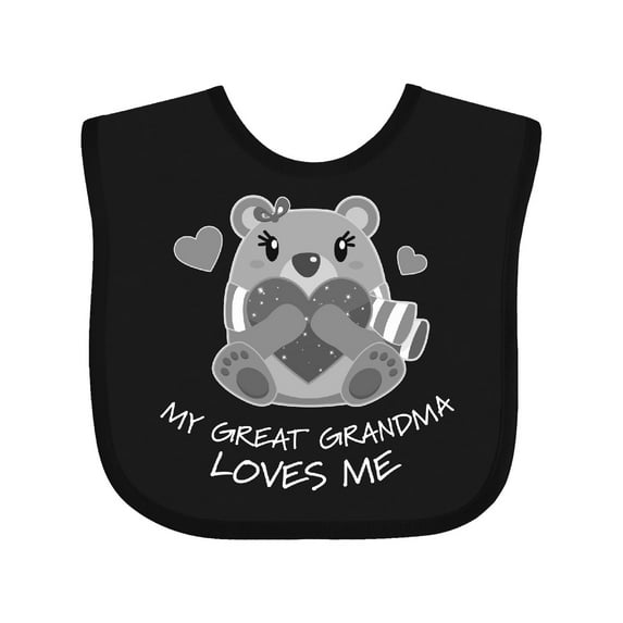Inktastic My Great Grandma Loves Me Bear and Hearts Boys or Girls Baby Bib