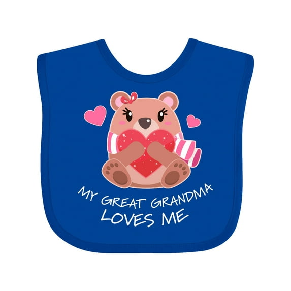 Inktastic My Great Grandma Loves Me Bear and Hearts Boys or Girls Baby Bib