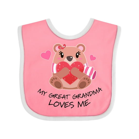 Inktastic My Great Grandma Loves Me- Bear and Hearts Boys or Girls Baby Bib