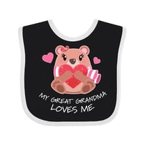 Inktastic My Great Grandma Loves Me Bear and Hearts Boys or Girls Baby Bib