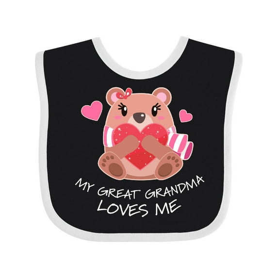 Inktastic My Great Grandma Loves Me Bear and Hearts Boys or Girls Baby Bib