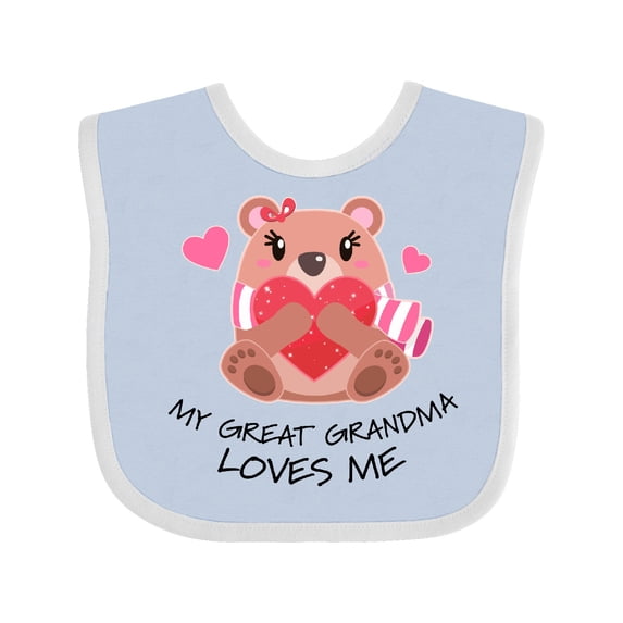 Inktastic My Great Grandma Loves Me- Bear and Hearts Boys or Girls Baby Bib